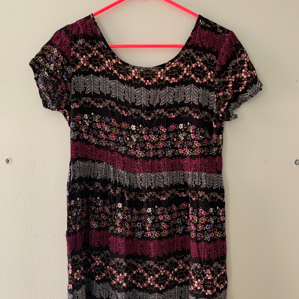 Floral Black Shift Dress